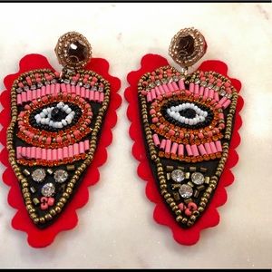 Multi-color beaded  Eye drop earrings handmade